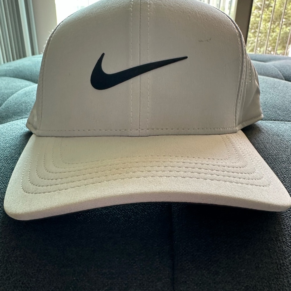 Nike White Hat with Black Swoosh
